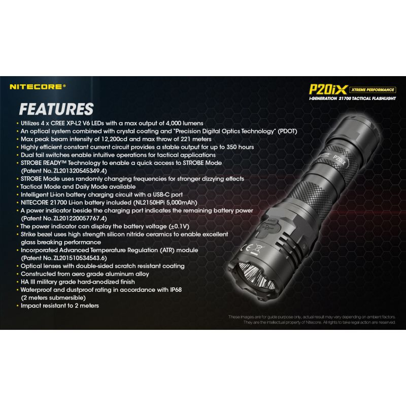 Nitecore p20ix 4 x XP-L2 V6 LED 4000 lumens lanterna