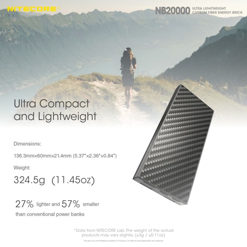 Nitecore NB20000 QC Dual Port USB / USB-C 20000mAh Power Bank