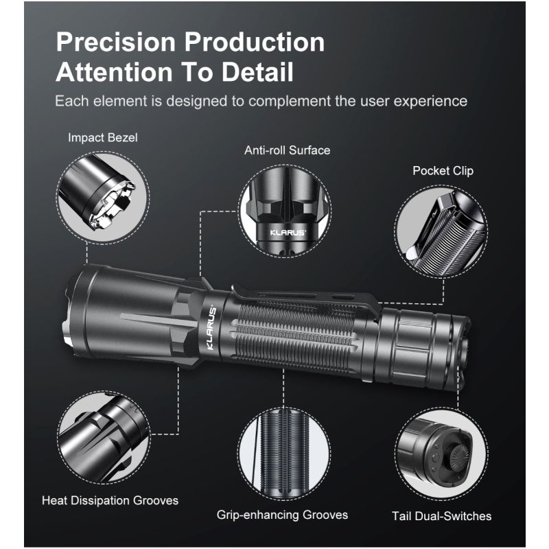 Lanterna recarregável rápida Klarus XT11GT PRO V2.0 Luminus SST-70 3300LM 410M USB-C