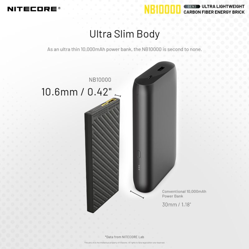 Nitecore NB10000 Gen II Ultra-slim 10000mAh Power Bank with QC Quick-Charge Lightweight Travel Charger