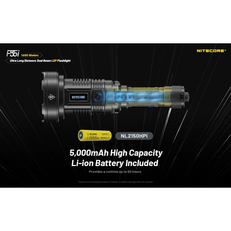 NITECORE P35i 6x XP-G3 LED Rechargeable Flashlight 3000 Lumens Ultra Long Range Dual Beam Outdoor Searchlight