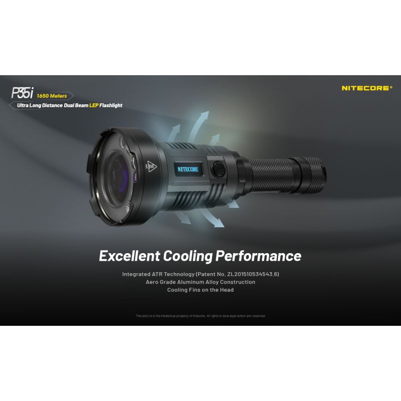 NITECORE P35i 6x XP-G3 LED Rechargeable Flashlight 3000 Lumens Ultra Long Range Dual Beam Outdoor Searchlight