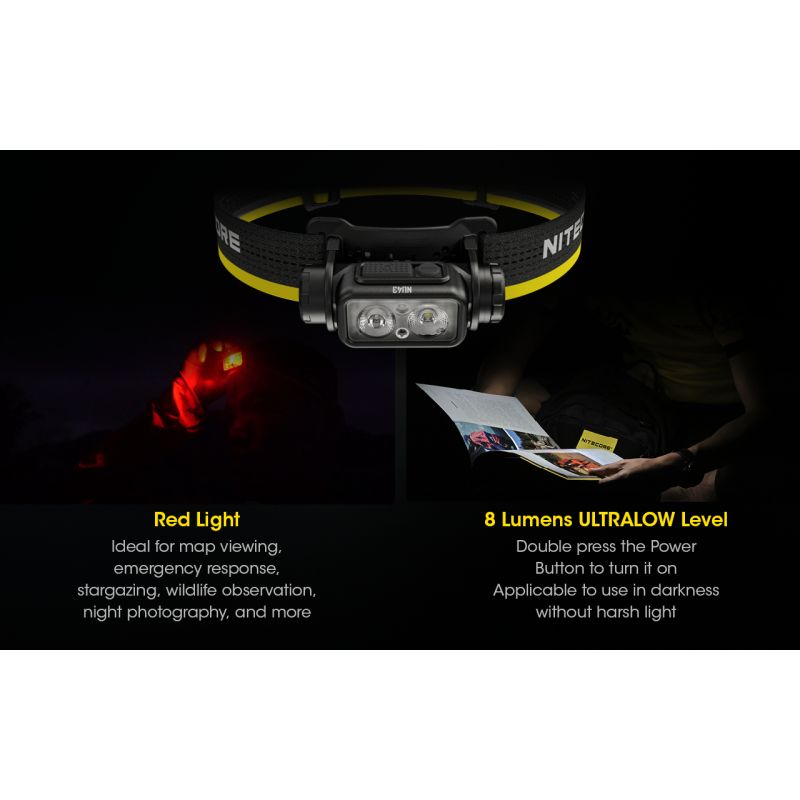 NITECORE NU43 Rechargeable Headlamp 1400 Lumens Red White Light Long Battery Life Outdoor Camping Gear