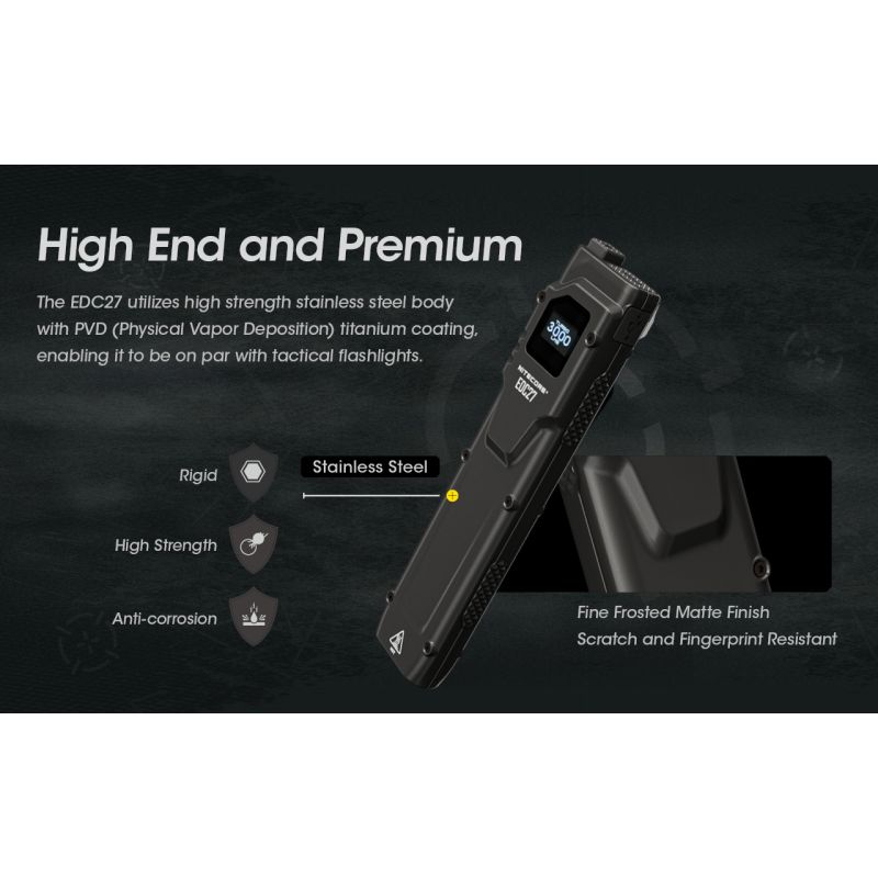 NITECORE EDC27 Lightweight 3000 Lumen Rechargeable Flashlight for Outdoor Adventures and Emergency Preparedness