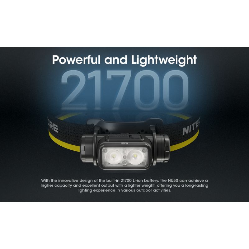 Nitecore NU50 1400 Lumens LED Headlamp for Hiking Lightweight Rechargeable Headlamp with Long Runtime