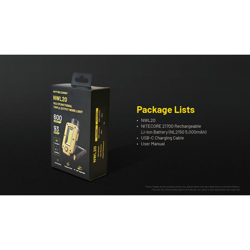 NITECORE NWL20 Portable Floodlight 600 Lumens Versatile Lighting with Triple Output for Outdoor and Emergency Use