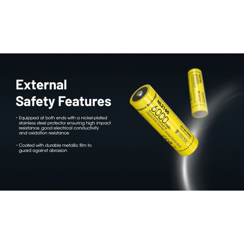 Nitecore NL2160 6000mAH 3.6V 14.4WH 21700 Bateria recarregável de Li-ion