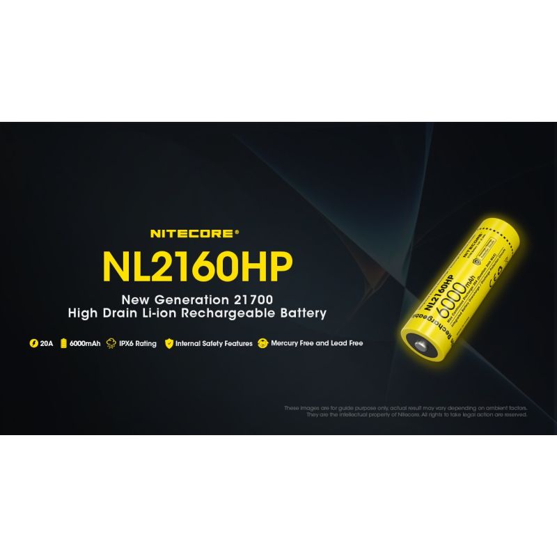 Nitecore NL2160HP 6000mAH 3.6V 18WH 21700 USB-C Li-ion bateria recarregável