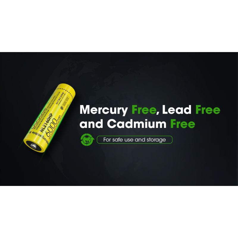 Nitecore NL2160HP 6000mAH 3.6V 18WH 21700 USB-C Li-ion bateria recarregável