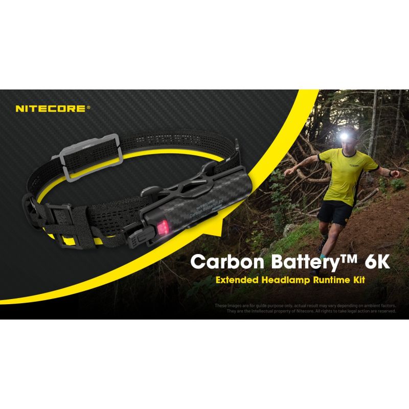 Nitecore Carbon Battery 6K Kit Headlamp Runtime Extender for NU40, NU43, NU45, NU50, and HC65 UHE Headlamps