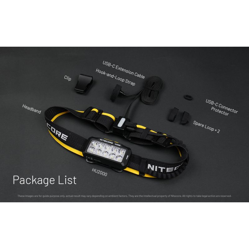 NITECORE HU2000 LED Headlamp 2000 Lumens USB-C Rechargeable Lightweight and Durable for Outdoor Work