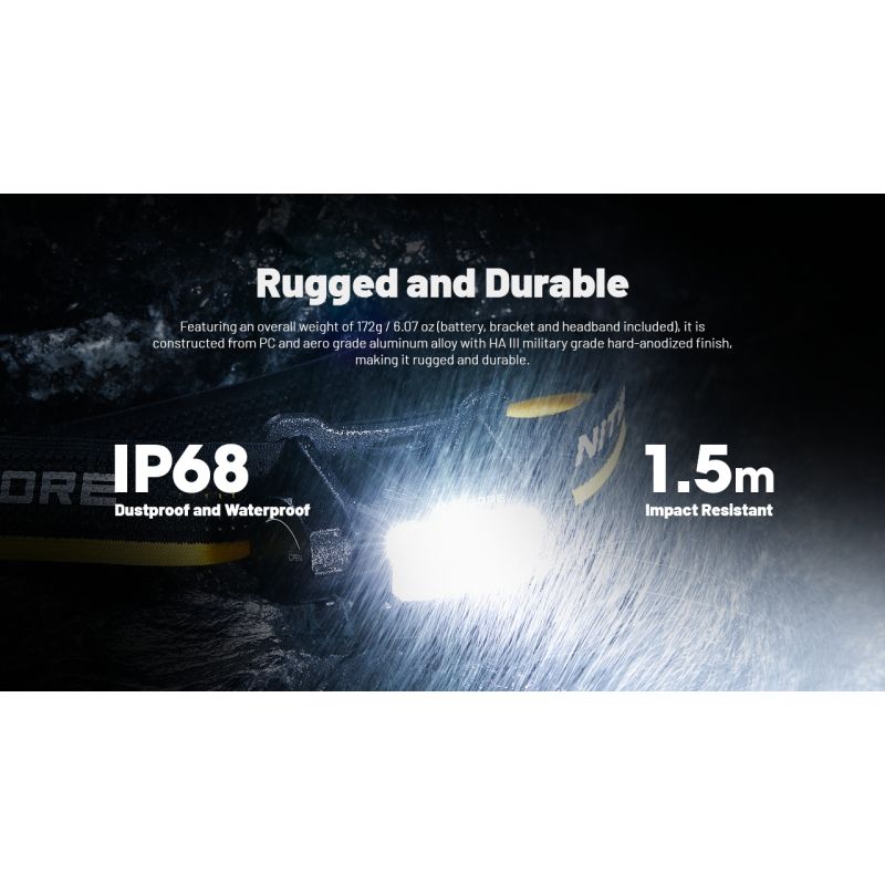NITECORE HC70 UHE USB-C Rechargeable Work Headlamp 1600 Lumens Rugged Build for Outdoor Adventures and Job Sites