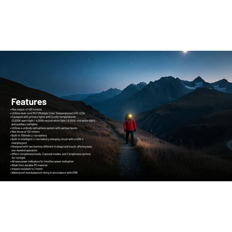 NITECORE NU25 MCT LED Headlamp 400 Lumens USB-C Rechargeable Lightweight Hiking Gear for Outdoor Enthusiasts
