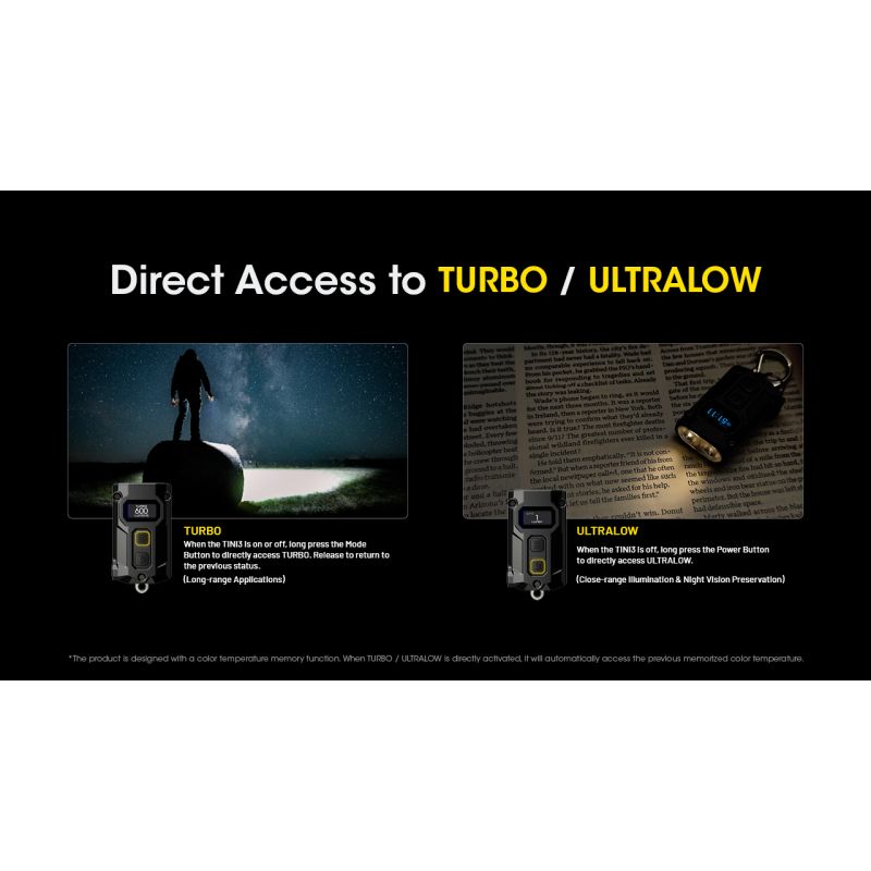 NITECORE TINI3 Keychain Light 600 Lumens Mini EDC Flashlight with Rechargeable Battery Ultra-Compact Design