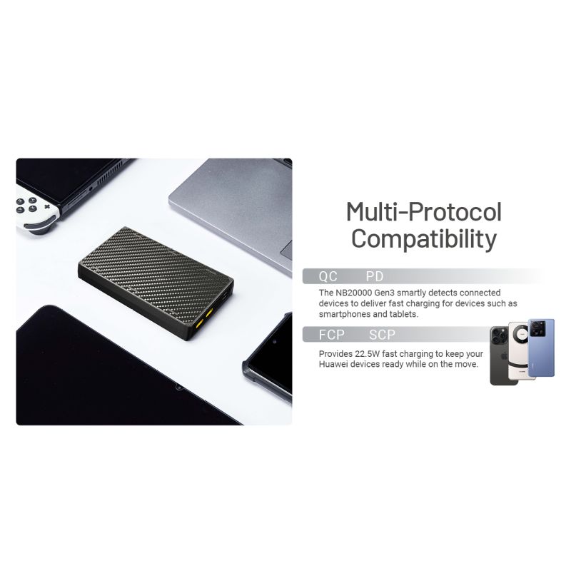 Nitecore NB20000 Gen3 QC Dual Port USB-C Power Bank 20000mAh Compact Lightweight Travel Companion