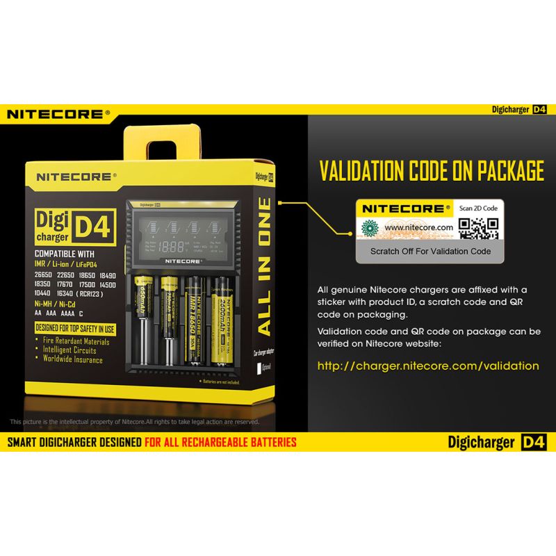 Nitecore D4 Digicharger LCD Display Bateria Nitecore Carregador Inteligente 2.0 Fit Li-ion 18650 14500 16340 26650