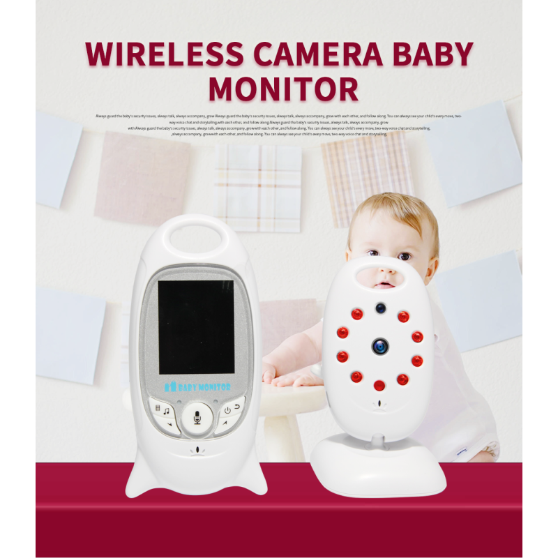VB601 2.4G Wireless Video Monitor de bebê 2.0 polegadas Câmera de segurança de cor 2 vias Talk NightVision IR LED Monitoramento de temperatura com 8 canção de ninar