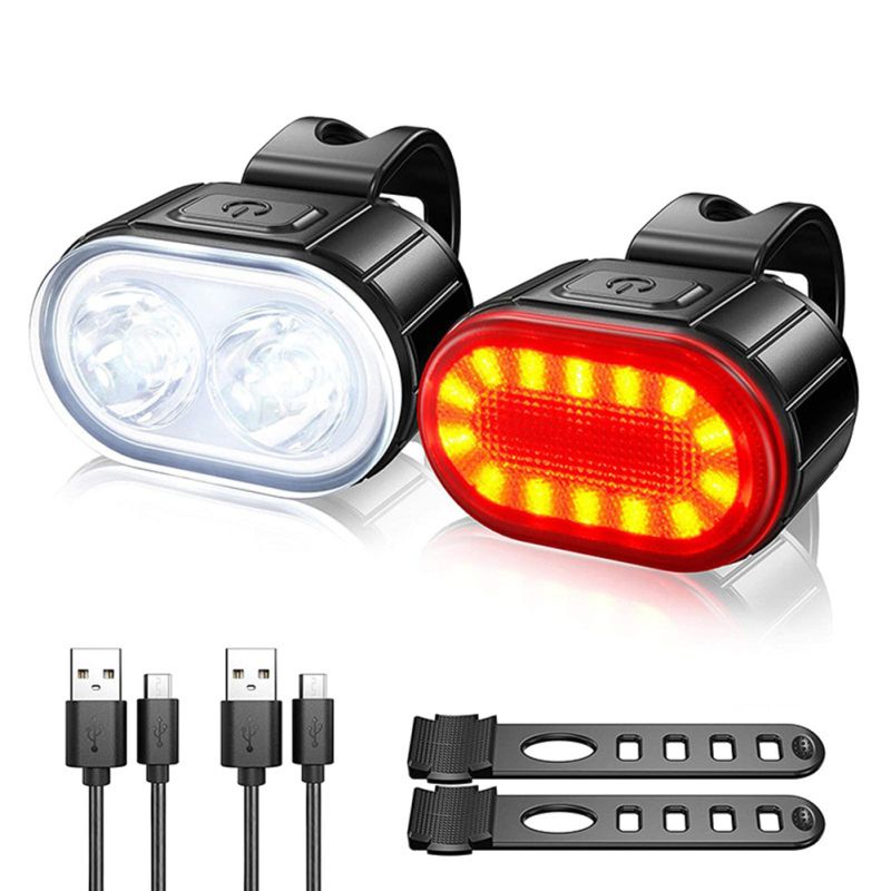 Lâmpada USB recarregável para bicicleta à prova d&#39;água branca frontal para bicicleta / luz traseira vermelha para bicicleta