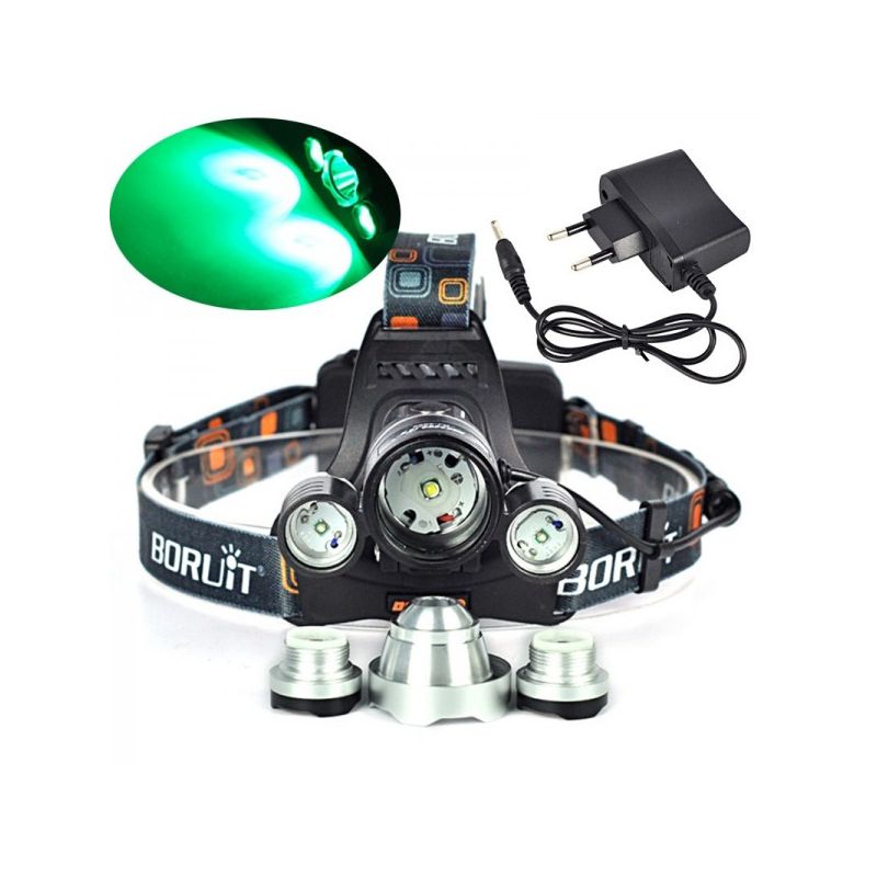 BORUIT RJ-3000 LED farol t6 luz branca e 2 x xpe r5 luz verde led farol
