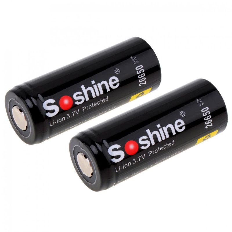 Soshine 26650 5500mAh 3.7V li-ion bateria recarregável -2 pacote