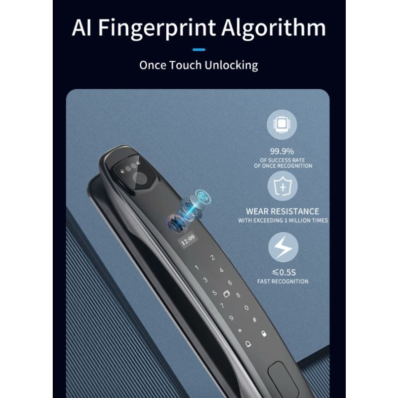 3D Face Smart Door Lock Security Camera Monitor with Intelligent Fingerprint Modern Home Security System