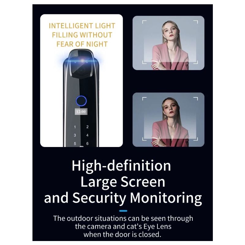 3D Face Smart Door Lock Security Camera Monitor with Intelligent Fingerprint Modern Home Security System