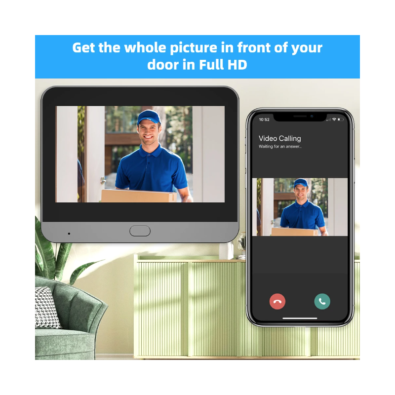 Tuya Smart 1080P WiFi Peephole Camera with Real-Time Motion Detection 120-Degree View for Home Security