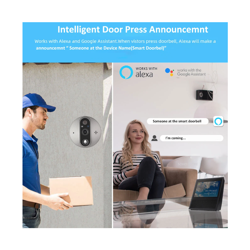 Tuya Smart 1080P WiFi Peephole Camera with Real-Time Motion Detection 120-Degree View for Home Security