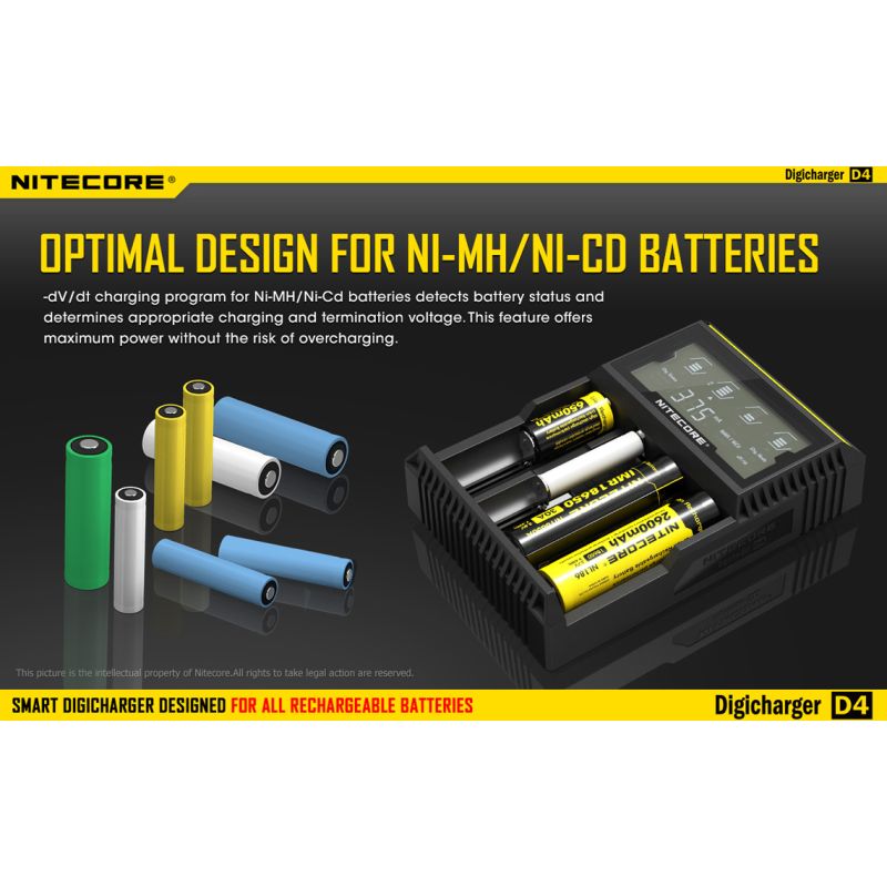 Nitecore D4 Digicharger LCD Display Bateria Nitecore Carregador Inteligente 2.0 Fit Li-ion 18650 14500 16340 26650