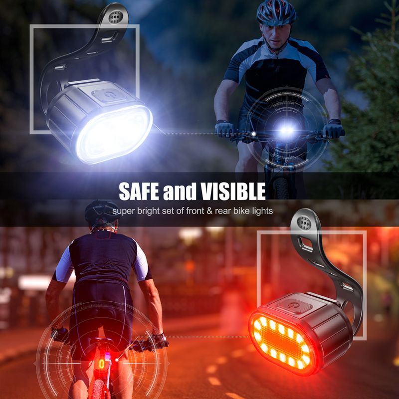 Lâmpada USB recarregável para bicicleta à prova d'água branca frontal para bicicleta / luz traseira vermelha para bicicleta