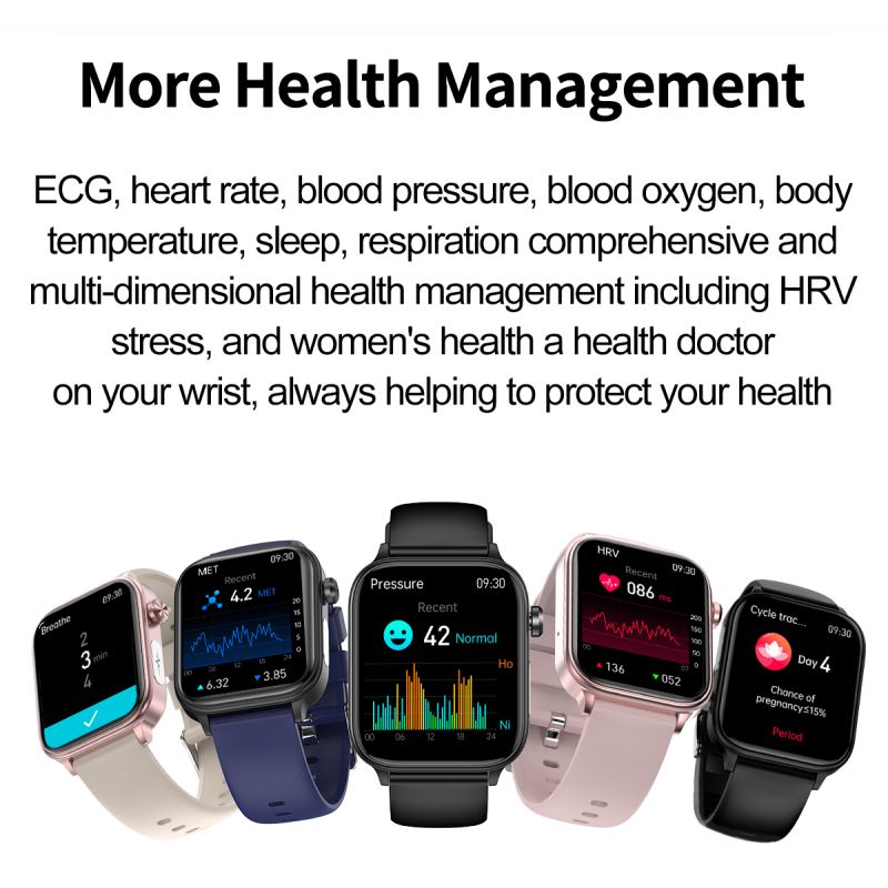 ET570 Blood Glucose Smart Watch ECG Heart Rate Blood Pressure Smartwatch