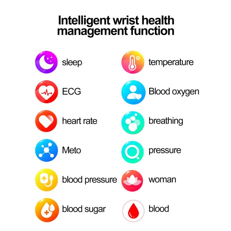 ET570 Blood Glucose Smart Watch ECG Heart Rate Blood Pressure Smartwatch