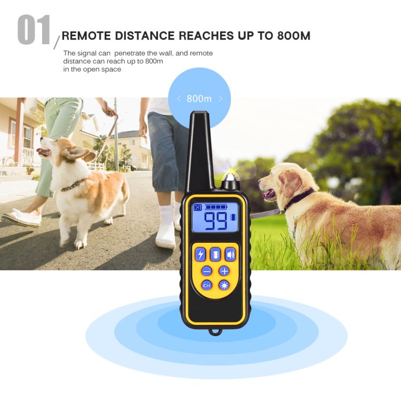 800m Cão Elétrico Treinamento Colares Pet Controle Remoto Impermeável Recarregável com Display LCD para Todos Tamanho Bark-Stop Collars