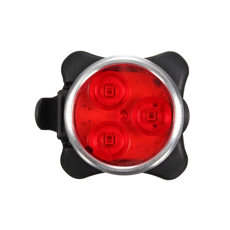 USB recarregável bicicleta luz HJ-030 3 LED 4 modos impermeável branco / vermelho bicicleta