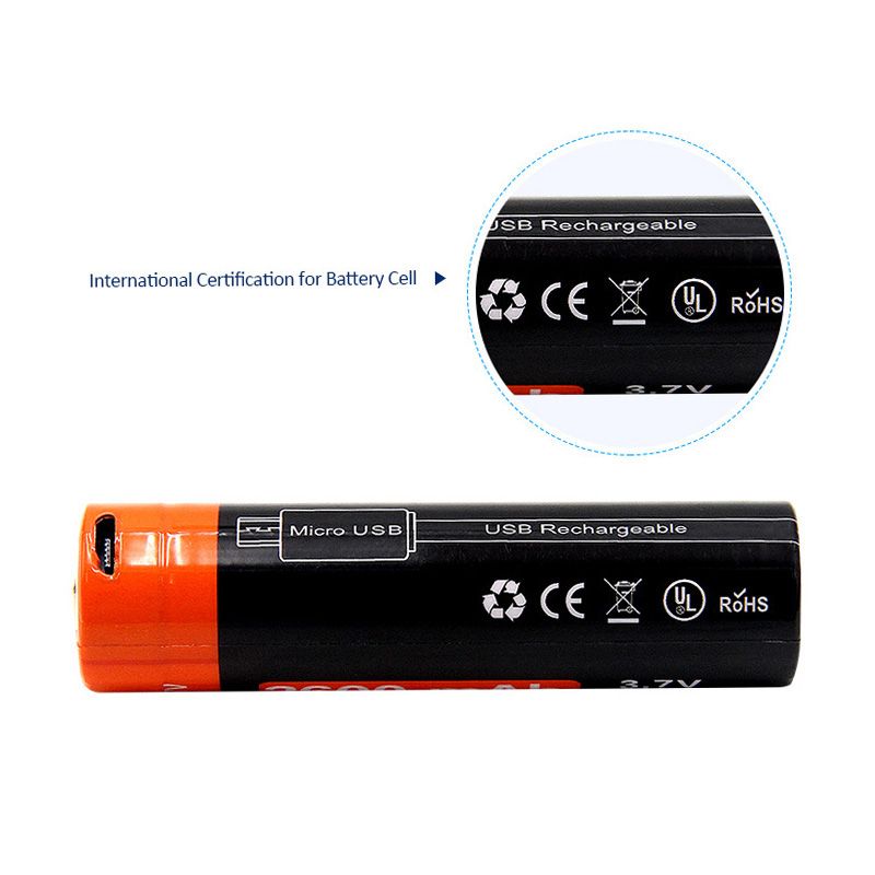 18650 2600mAh 3.7V Micro USB Bateria de Li-ion recarregável