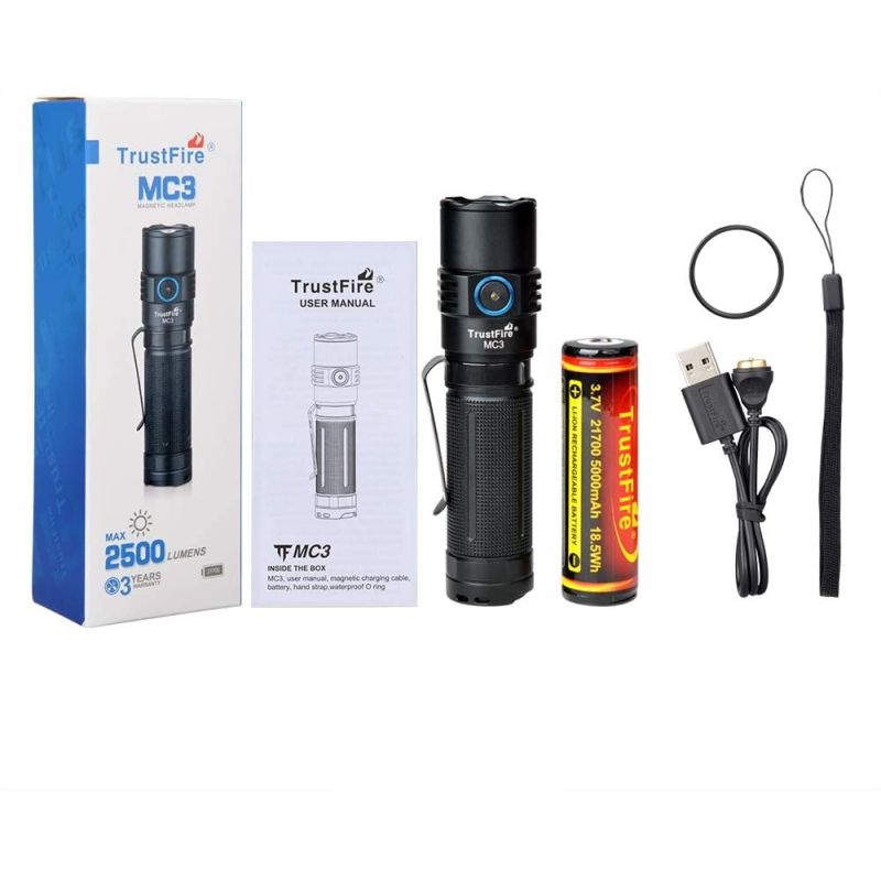 TrustFire MC3 XHP50 2500 Lumens LED Lanterna USB Magnetic Charging Torch 21700 Luz Recarregável IP68 À Prova D 'Água EDC Lâmpada Handheld Luzes de trabalho