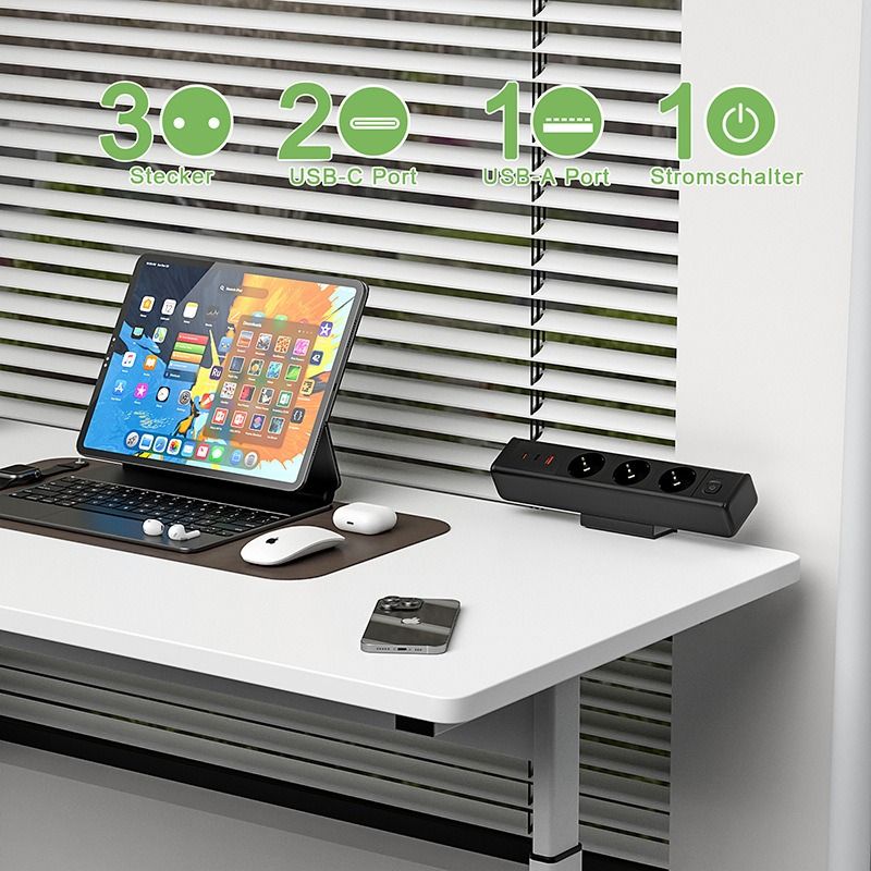 Desk Clamp Power Strip,Total Fast Charging Station 18/65W USB Fast Charging European Standard Socket, Overload Protection Switch, Desktop Socket, EU Power Supply Office Furniture