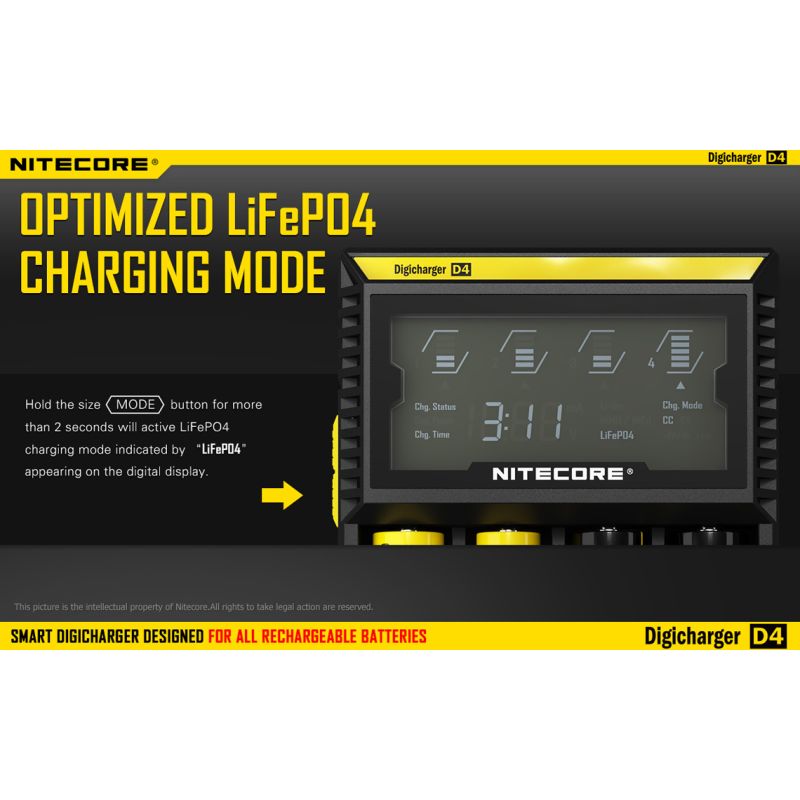 Nitecore D4 Digicharger LCD Display Bateria Nitecore Carregador Inteligente 2.0 Fit Li-ion 18650 14500 16340 26650