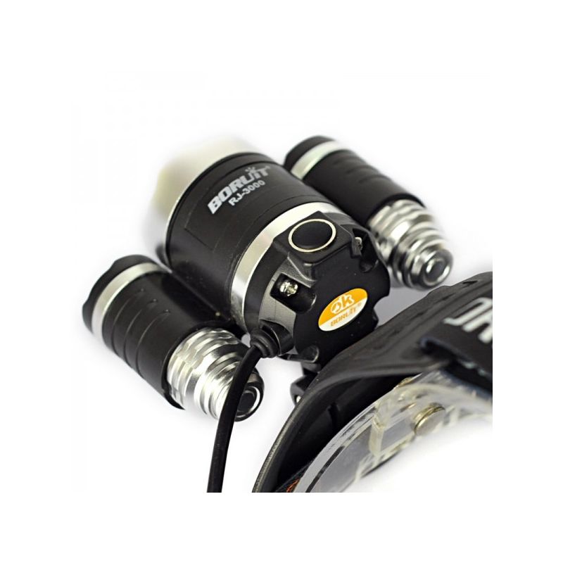 BORUIT RJ-3000 LED farol t6 luz branca e 2 x xpe r5 luz verde led farol