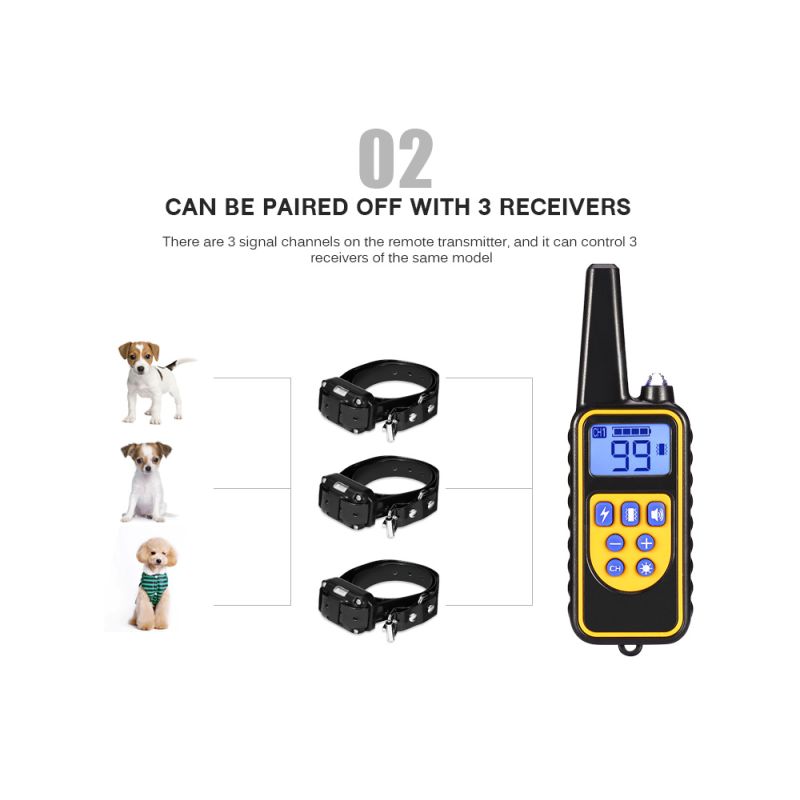 800m Cão Elétrico Treinamento Colares Pet Controle Remoto Impermeável Recarregável com Display LCD para Todos Tamanho Bark-Stop Collars