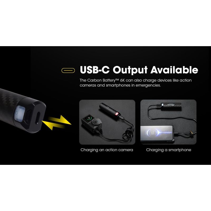 Nitecore Carbon Battery 6K USB-C Rechargeable Lightweight 6000mAh Waterproof Power Bank