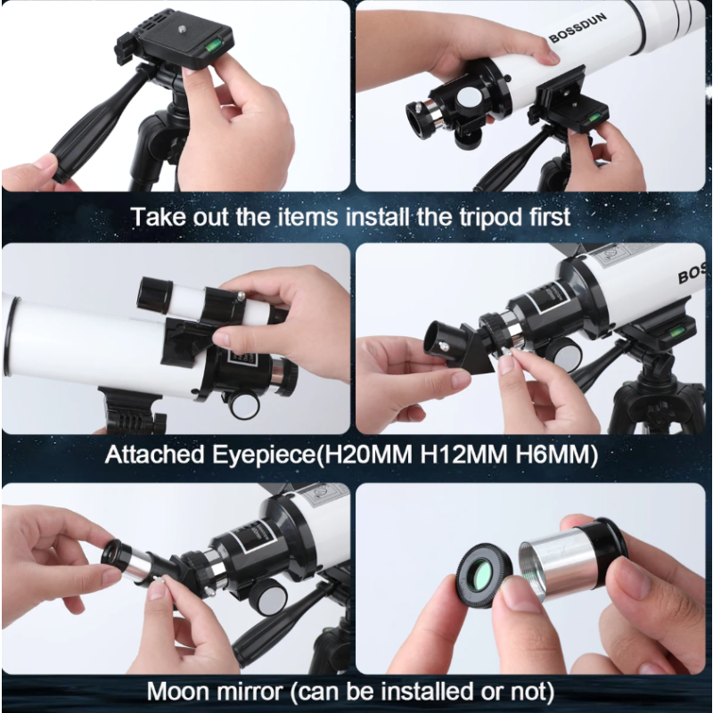 Bossdun 333X Professional Astronomical Telescope for Kids Large Objective Lens for Moon Observation and Stargazing