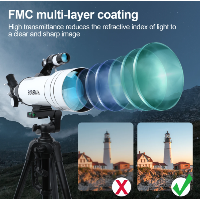Bossdun 333X Professional Astronomical Telescope for Kids Large Objective Lens for Moon Observation and Stargazing