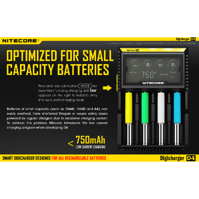 Nitecore D4 Digicharger LCD Display Bateria Nitecore Carregador Inteligente 2.0 Fit Li-ion 18650 14500 16340 26650
