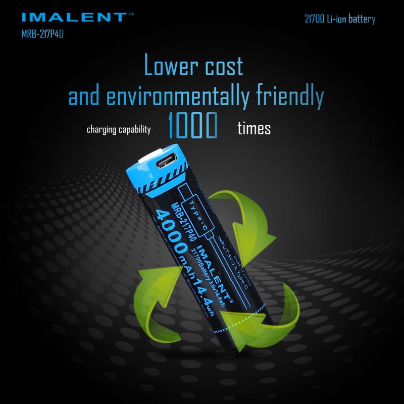 Imalent MRB-217P40 21700 4000mAH 3.6V Tipo-C Bateria recarregável