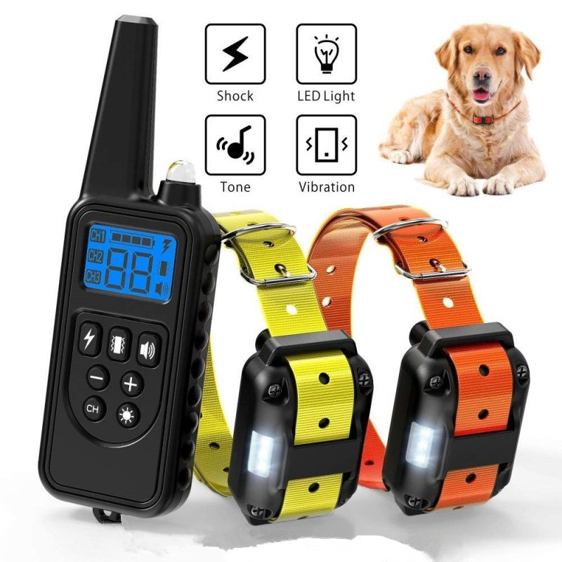 2020 Novo 800m Elétrico Dog Treinando Collar Pet Remoto Recarregável Recarregável com Display LCD para Todo Som Choque Vibração Som