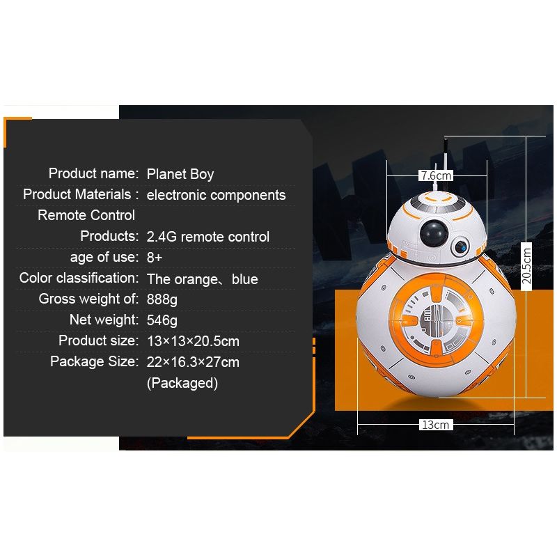 Atualizar 20.5cm Controle Remoto Robô BB-8 Ball RC Inteligente Robô 2.4G BB8 Com Ação Som Figura BB-8 Presente Brinquedos Para Crianças