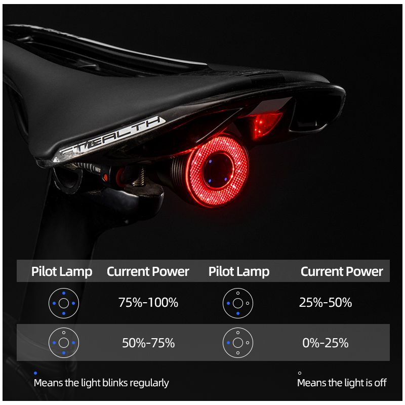 ROCKBROS Q5 bicicleta inteligente com sensor de freio automático IPx6 à prova d'água LED carregamento ciclismo lanterna traseira para bicicleta