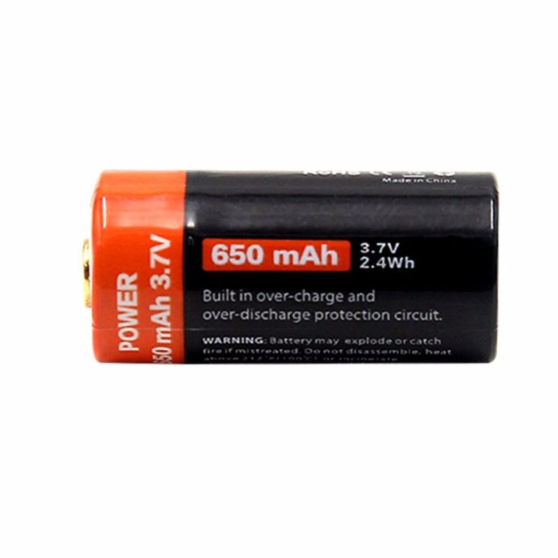 16340 650mAh 3.7V Micro USB Recarregável Li-ion Bateria