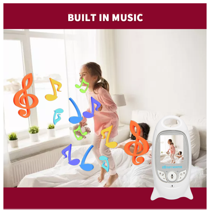 VB601 2.4G Wireless Video Monitor de bebê 2.0 polegadas Câmera de segurança de cor 2 vias Talk NightVision IR LED Monitoramento de temperatura com 8 canção de ninar